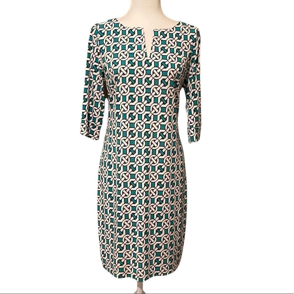 Laundry By Design  Abstract Green & White Shift Dress Size 8